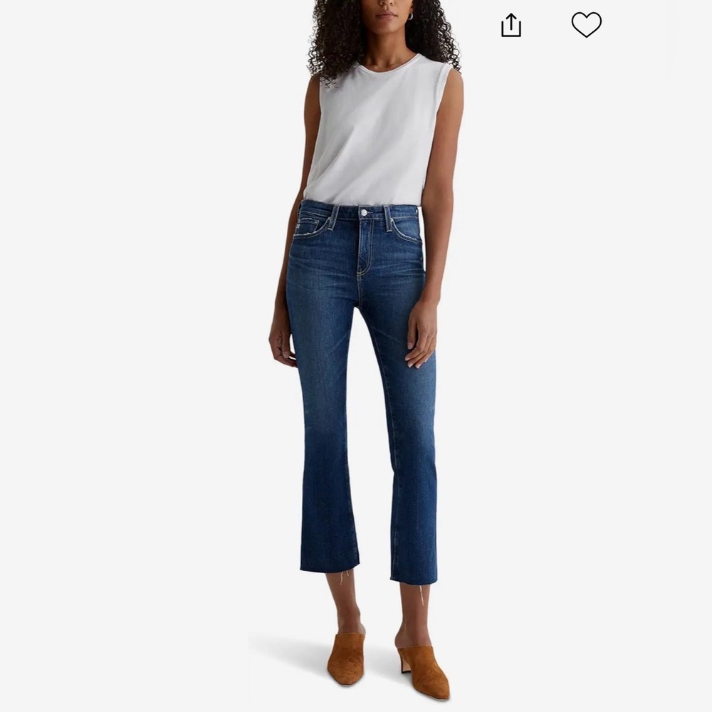 AG® Jeans Farrah High-Rise Raw Hem Crop Boot Jeans Sz 25 Like New!